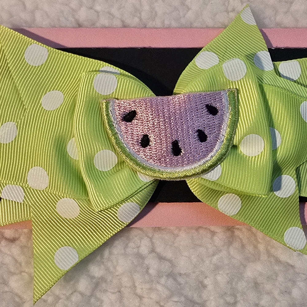 Watermelon Rattle Booties and Headbands Set - Picture 4 of 9